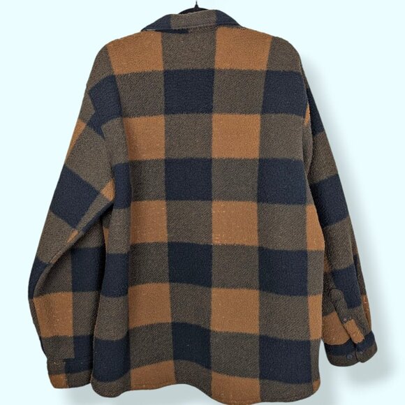 Wrangler Brown Plaid Fleece Button Jacket - Picture 2 of 8